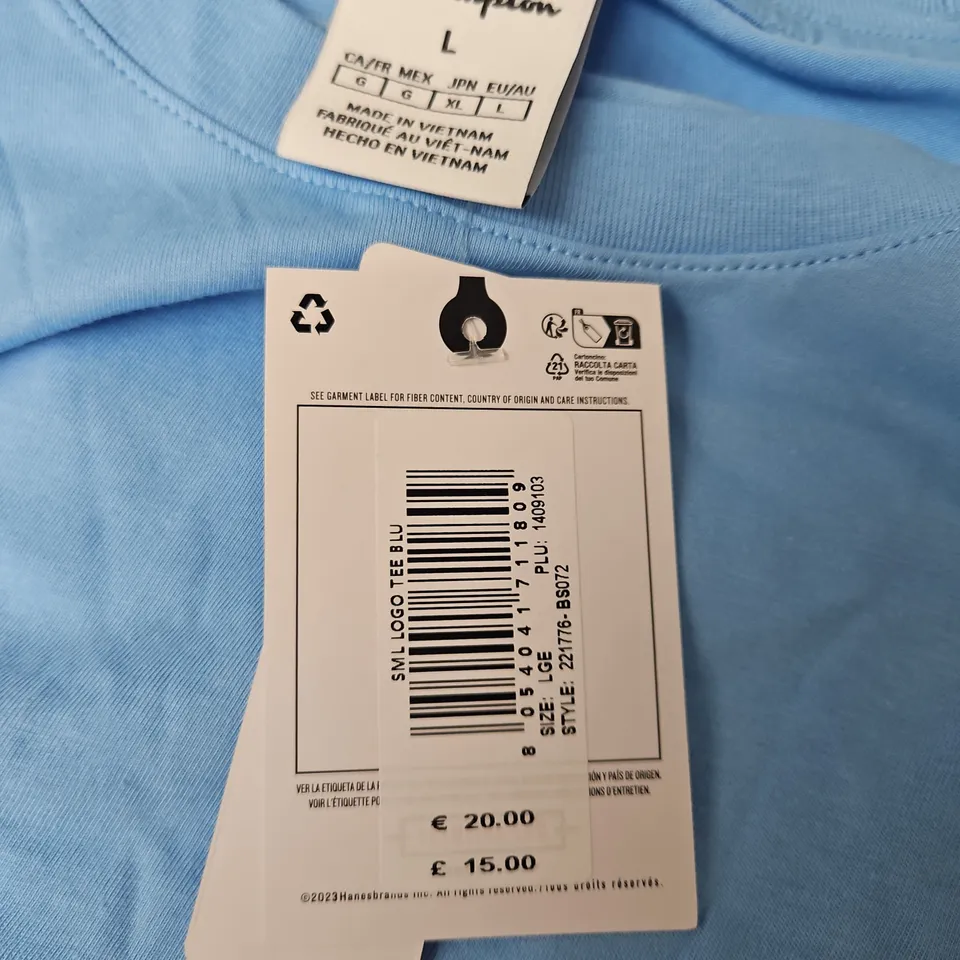 CHAMPION LOGO TEE IN BLUE - LARGE