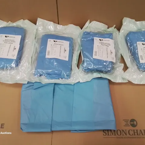 PALLET OF APPROXIMATELY 450 ASSORTED BRAND NEW GOWNS TO INCLUDE - DISPACK REINFORCED SURGICAL GOWNS IN SIZE LARGE & MEDCARE LAMINATED GOWNS IN SIZE XL