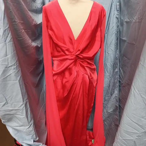 COAST SATIN CAPE SLEEVE MAXI DRESS – RED, UK 16 