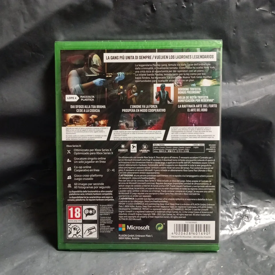SEALED PAYDAY 3 DAY ONE EDITION XBOX SERIES X VIDEO GAME (NON-UK EDITION)