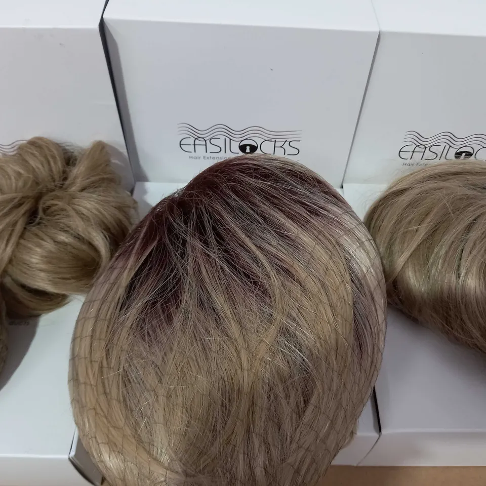 EASILOCKS HAIR BUNDLE OF 6 BOXES: PEARL & OAK - 2 X SCRUNCHIE, 1 X AMY WIG, 1 X FRINGE, 1 X SUPER SMOOTH CLIP-IN & 1 X EXTRA VOLUME