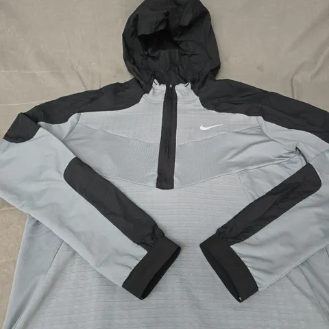 NIKE HOODED WINDBREAKER JACKET β GREY & BLACK - SIZE M