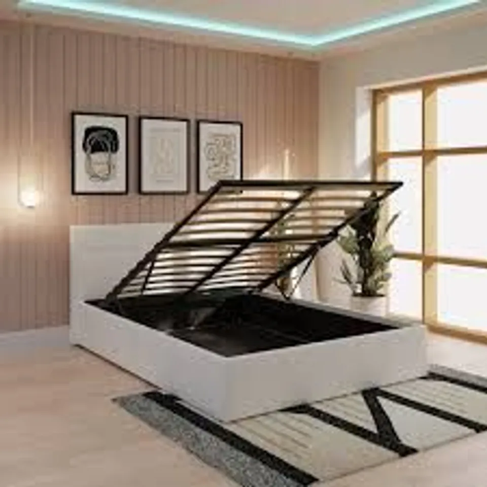 BOXED GFW DOUBLE WHITE END LIFT OTTOMAN BED (2 BOXES)