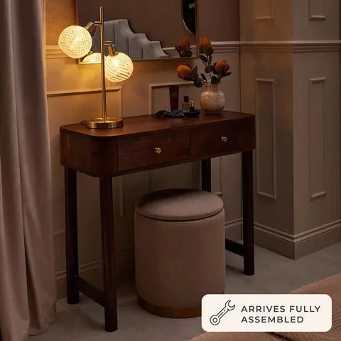 BOXED DUSK AVERY ACACIA WOOD DRESSING TABLE CONSOLE - WALNUT (1 BOX)