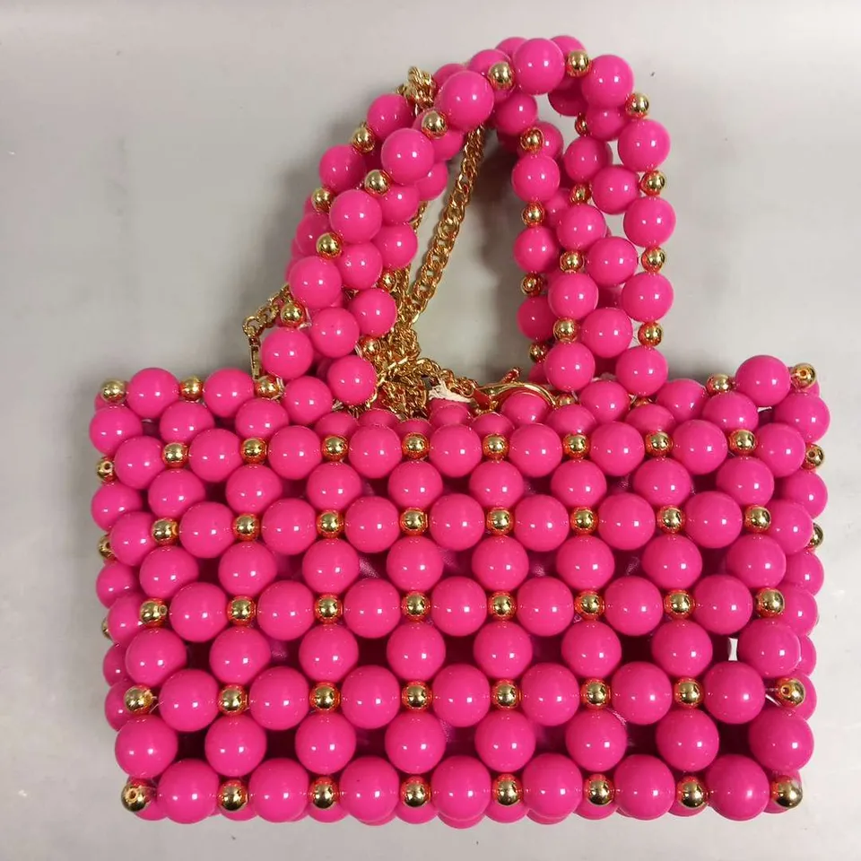 BRAND NEW BROWN PEPPER HANDBAGS PINK BEADS HAND BAG