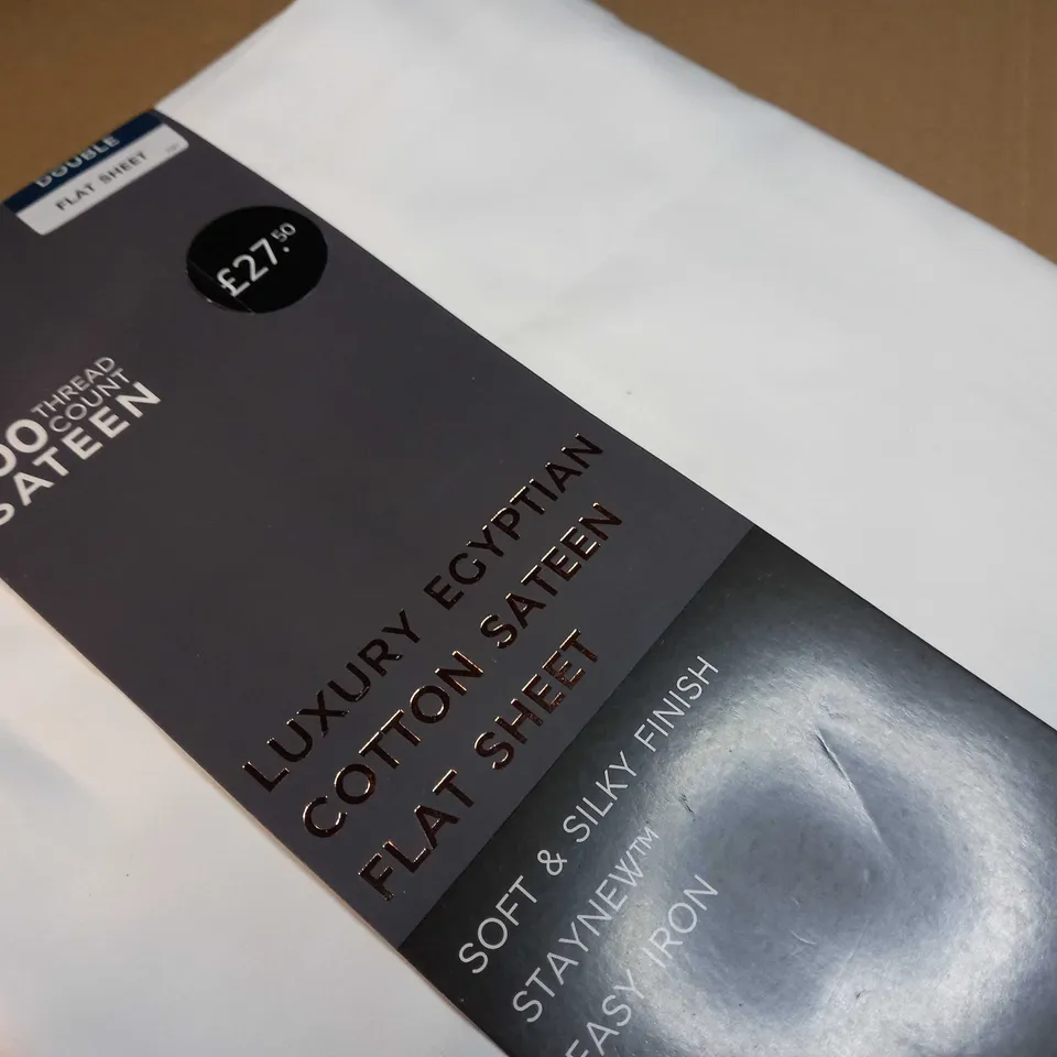 M&S 400 THREAD COUNT SATEEN FLAT DOUBLE SHEET