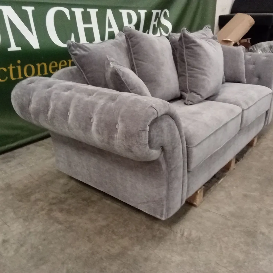 WINDSOR FABRIC SCATTER BACK 3 SEATER SOFA - GREY RRP £949