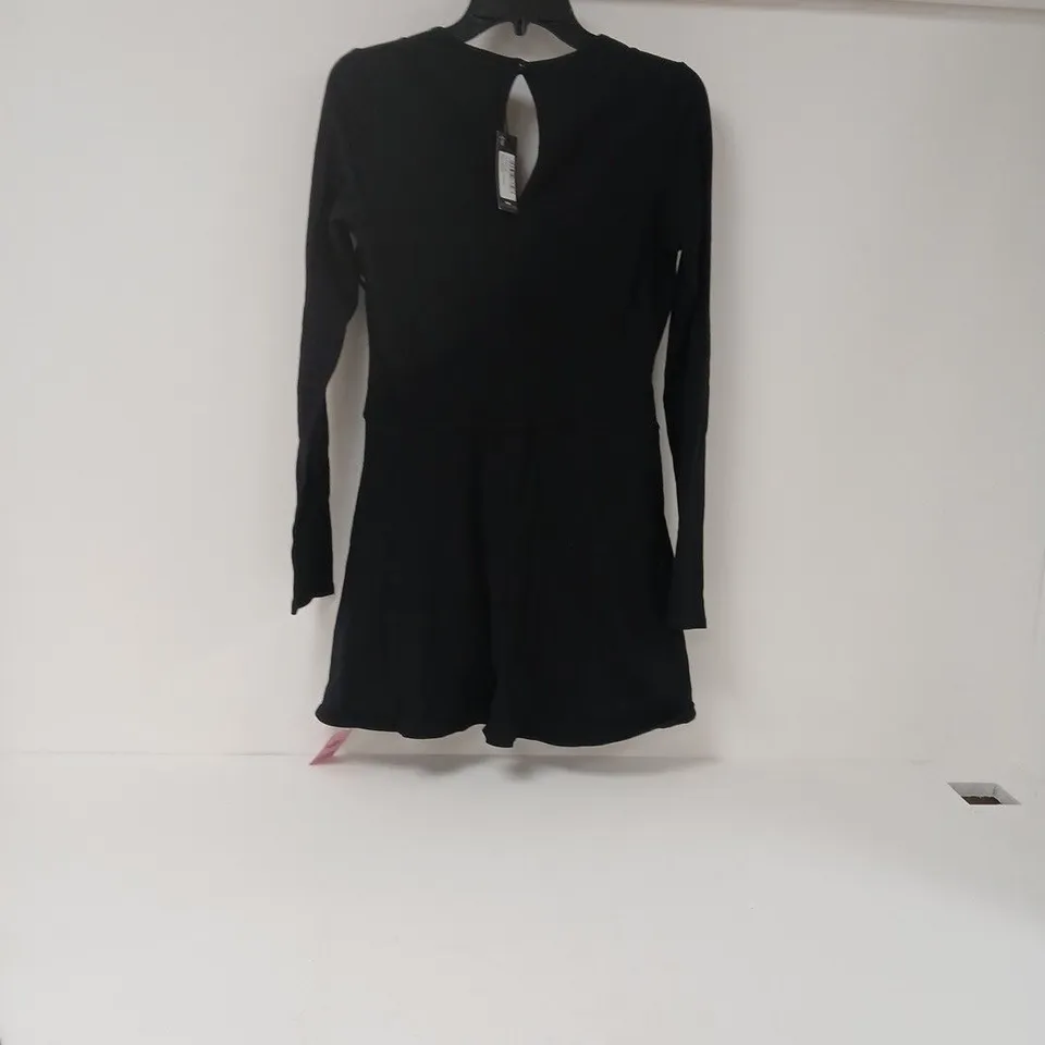 PRETTYLITTLETHING BLACK LONG SLEEVE SKORT PLAYSUIT – UK 12