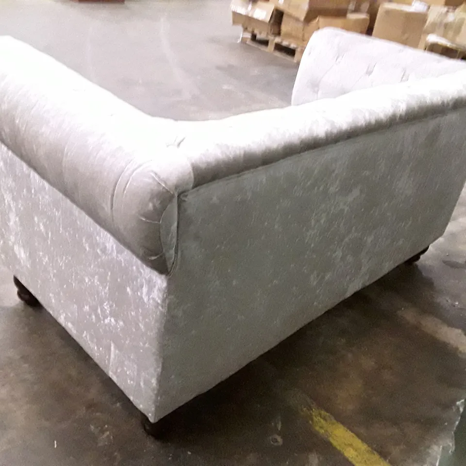 QUALITY DESIGNER 2 SEATER SOFA - SILVER VELVET FABRIC