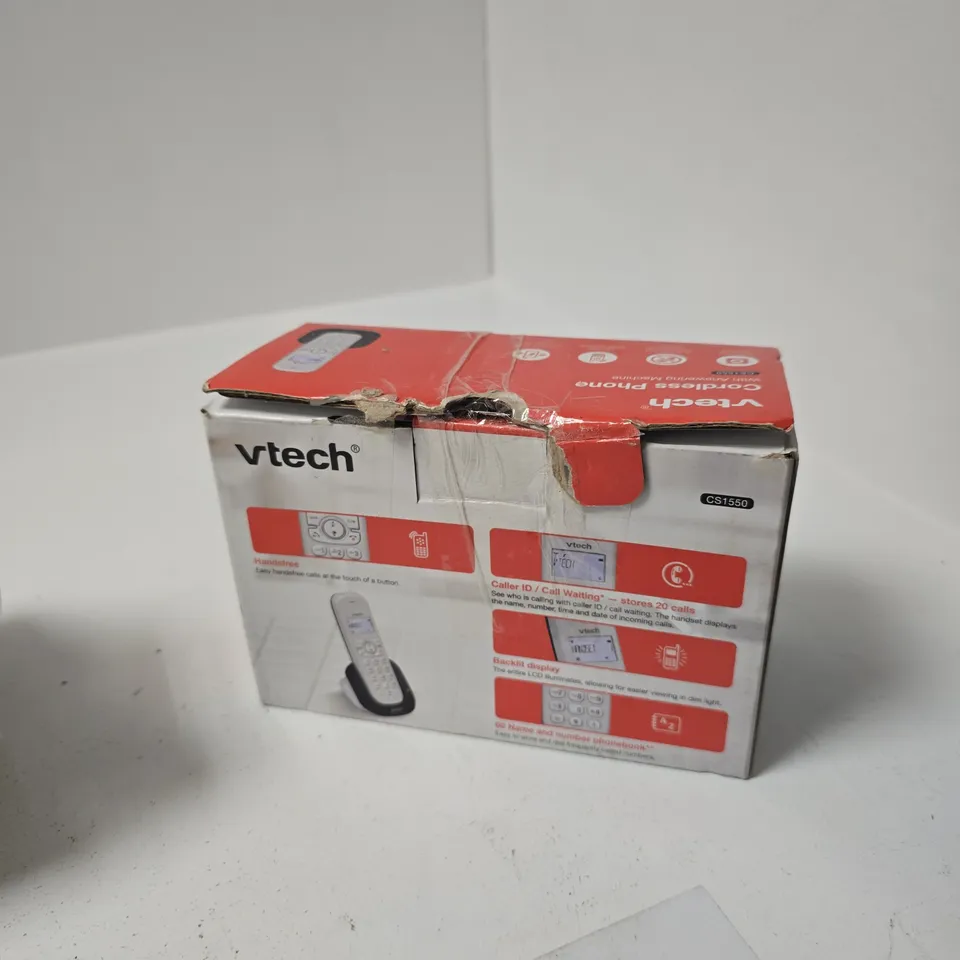 BOX OF APPROXIMATELY 20 ASSORTED ITEMS INCLUDING VTECH LANDLINE PHONE AND HYFLEX SAFETY GLOVES