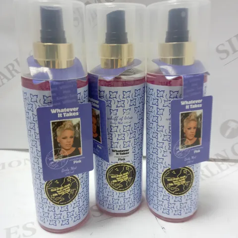 LOT OF 3 WHATEVER IT TAKES PINK BODY MISTS 240ML