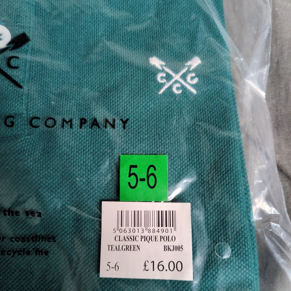 CREW CLOTHING COMPANY KIDS' CLASSIC PIQUE POLO SHIRT – TEAL GREEN, UK 5-6