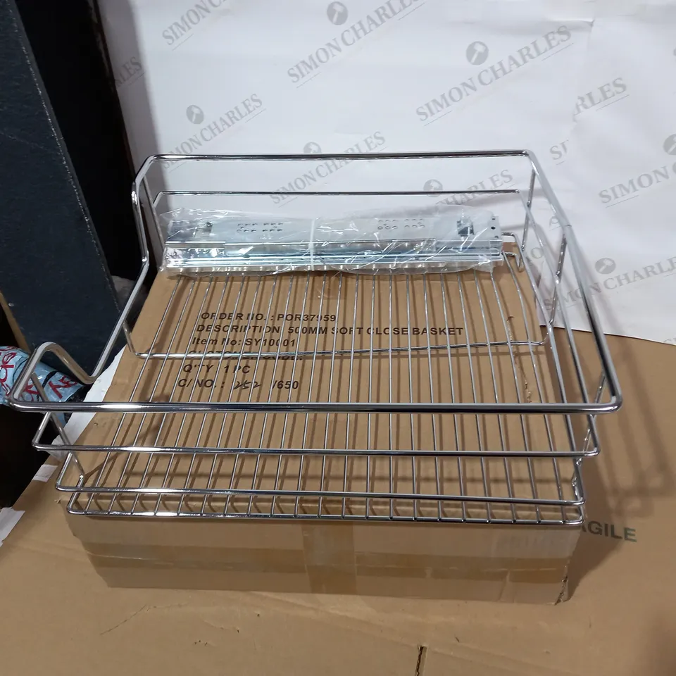 BOXED DESIGNER 500MM SOFT CLOSE CHROME EFFECT BASKET