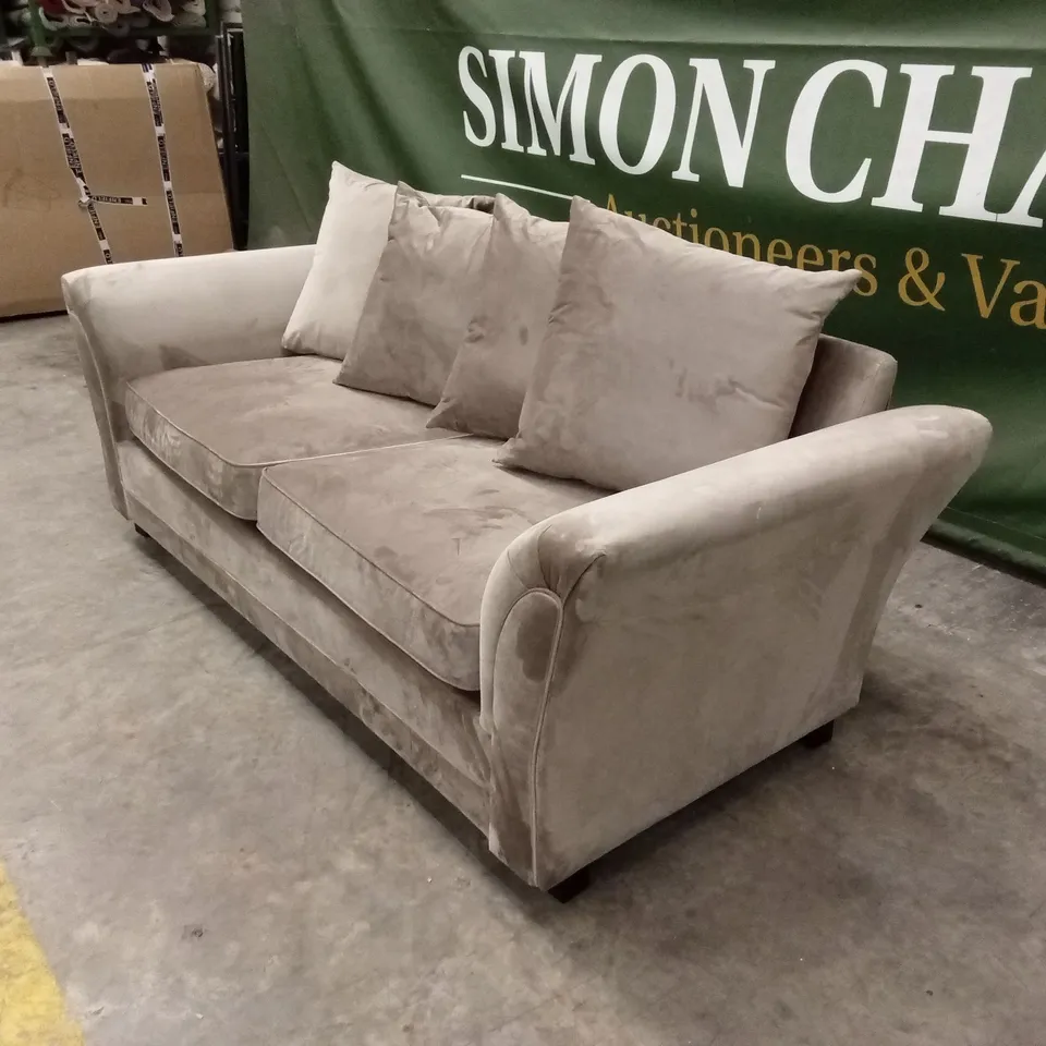 LEILA FABRIC 3 SEATER SOFA - MINK RRP £549