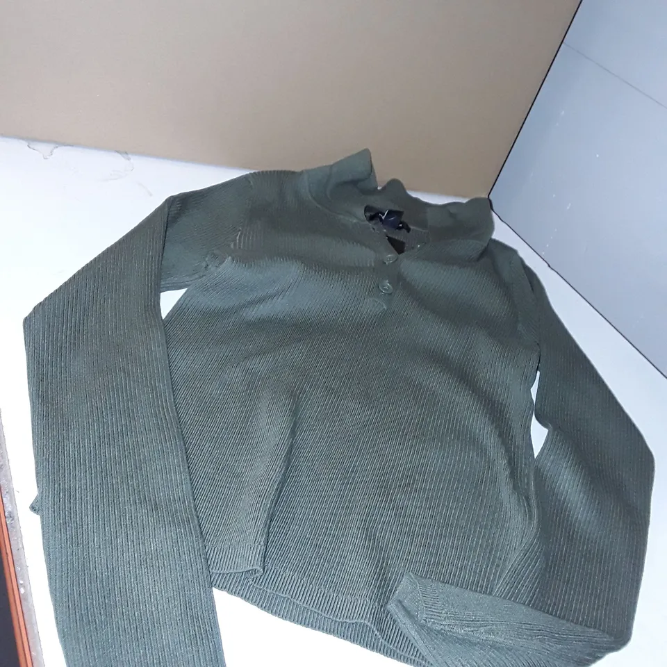 KHAKI HALF BUTTON POLO TOP UK SIZE 12