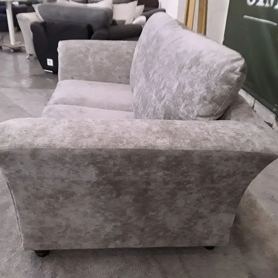 QUALITY DESIGNER ARIEL 2 SEATER SOFA - SILVER FABRIC