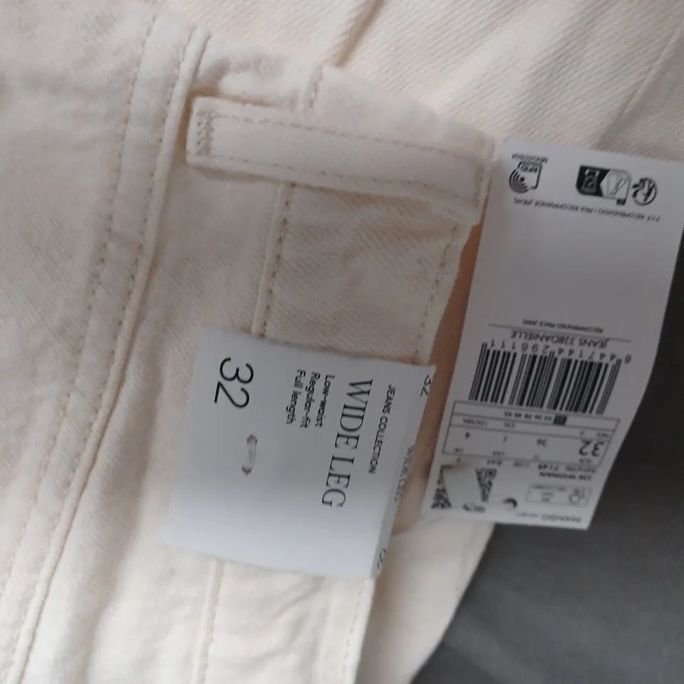 MNG WIDE LEG LOW WAIST CREAM JEANS - UK 4