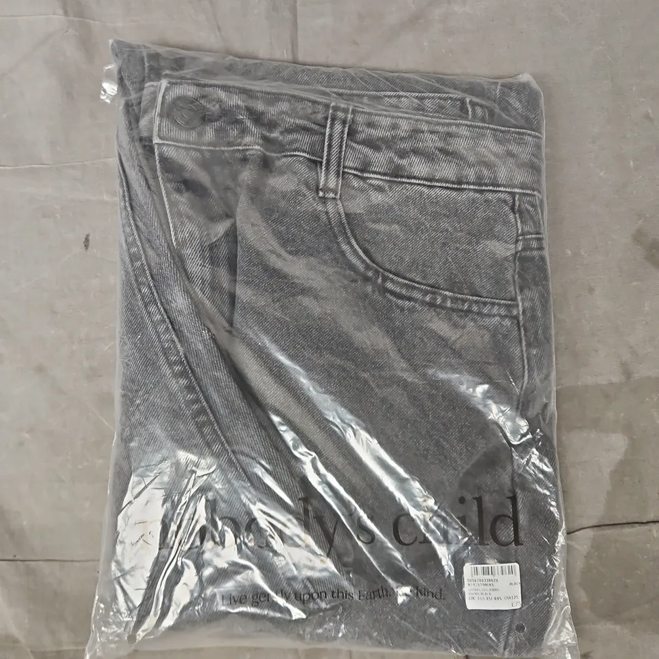 BAGGED NOBODY'S CHILD BARREL LEG JEANS IN BLACK SIZE 16S