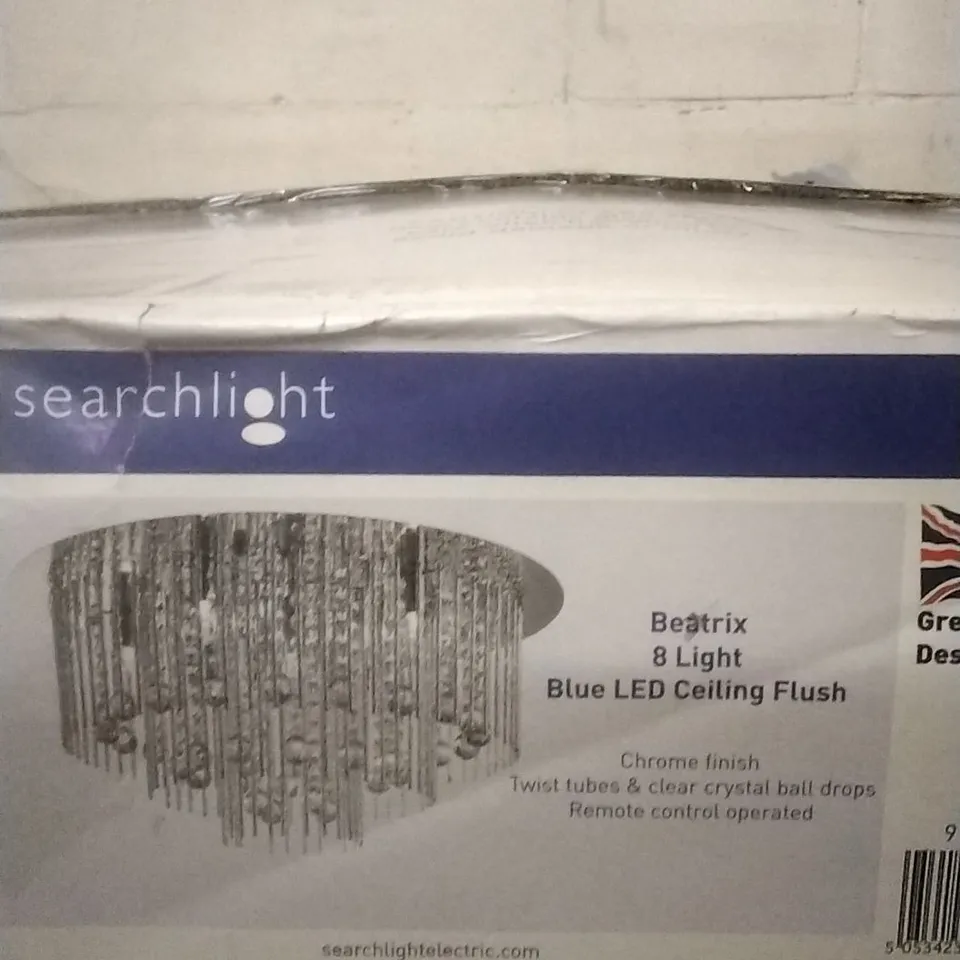 BOXED SEARCHLIGHT BEATRIX 8 LIGHT BLUE LED CEILING FLUSH