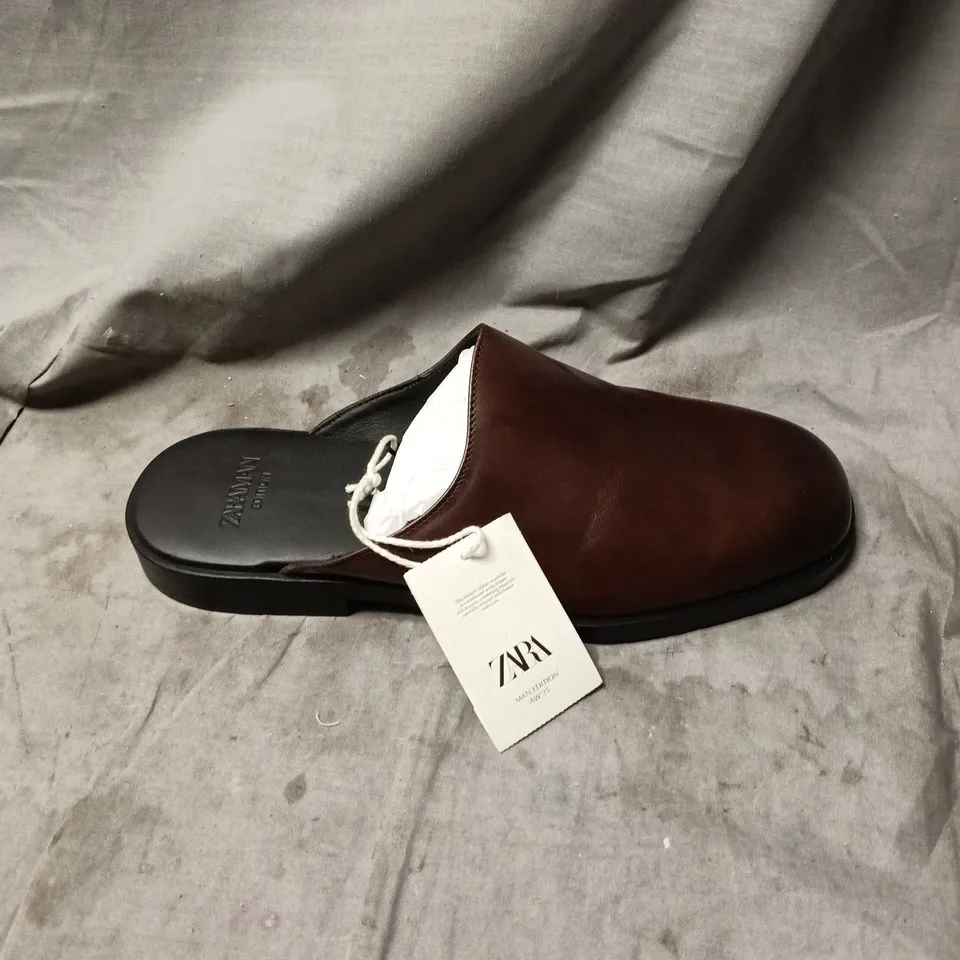 ZARA LEATHER MULE SLIDE – BROWN, WOMEN'S, PAIR SIZE 41