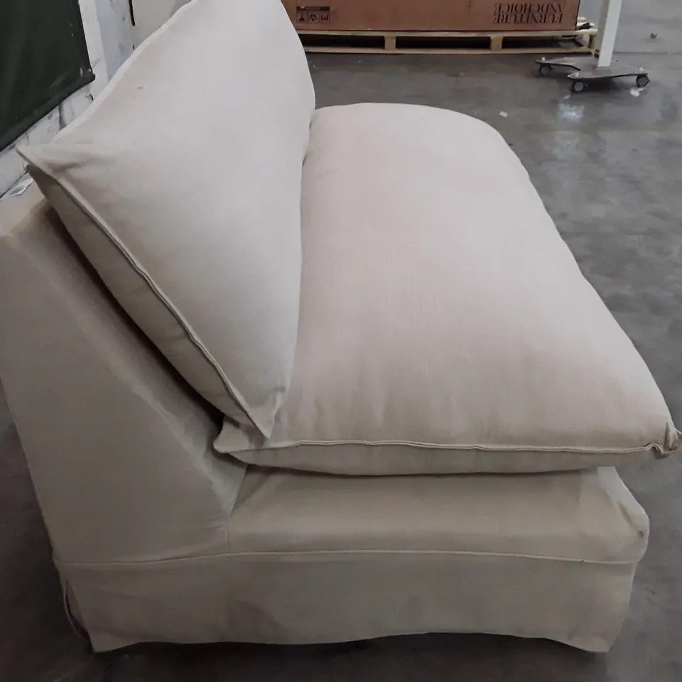 QUALITY DESIGNER 2 SEATER ARMLESS SOFA - BEIGE FABRIC  