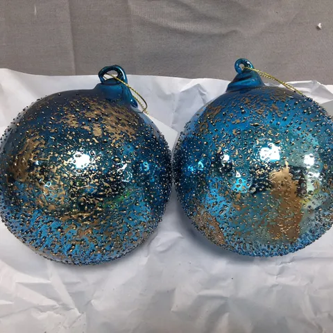SET OF 6 SPECKLED BLUE GISELA GRAHAM LARGE TREE BAULBLES
