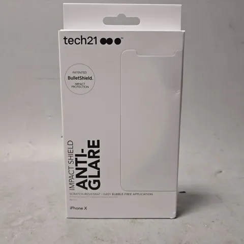 BOX OF APPROXIMATELY 100 TECH 21 IMPACT SHIELDS WITH ANTI GLARE FOR IPHONE X