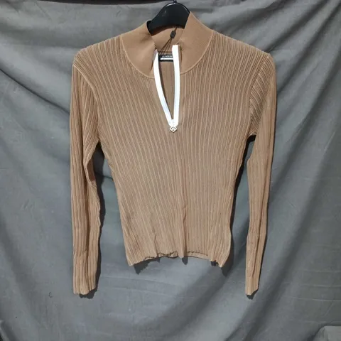 J. LINDEBERG RORY KNITTED SWEATER – TIGER BROWN, UK SIZE L