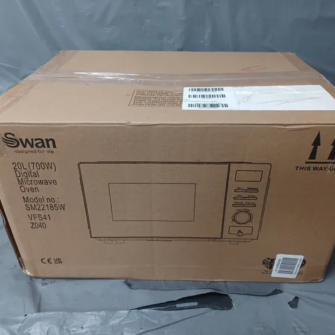 BOXED SWAN 20L 700W DIGITAL MICROWAVE - WHITE - COLLECTION ONLY