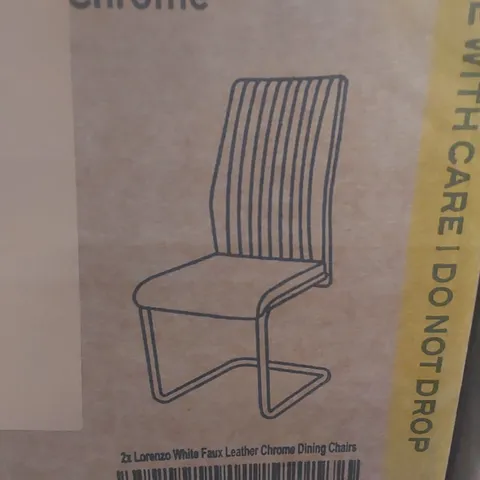 BOXED FURNITUREBOX SET OF 2 WHITE FAUX LEATHER DINING CHAIRS