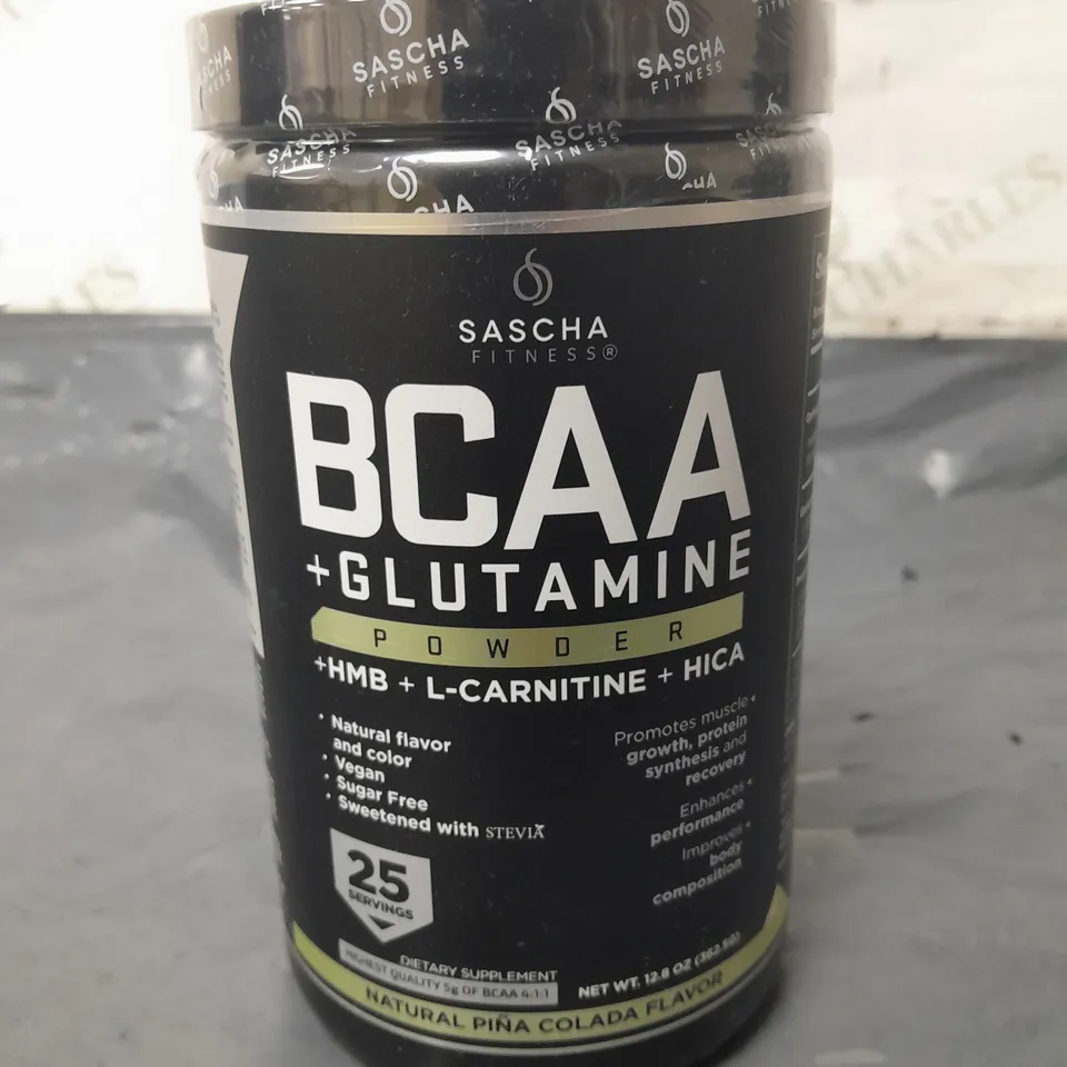 SASCHA FITNESS BCAA +GLUTAMINE POWDER 362.5G - NATURAL PINA COLADA FLAVOUR