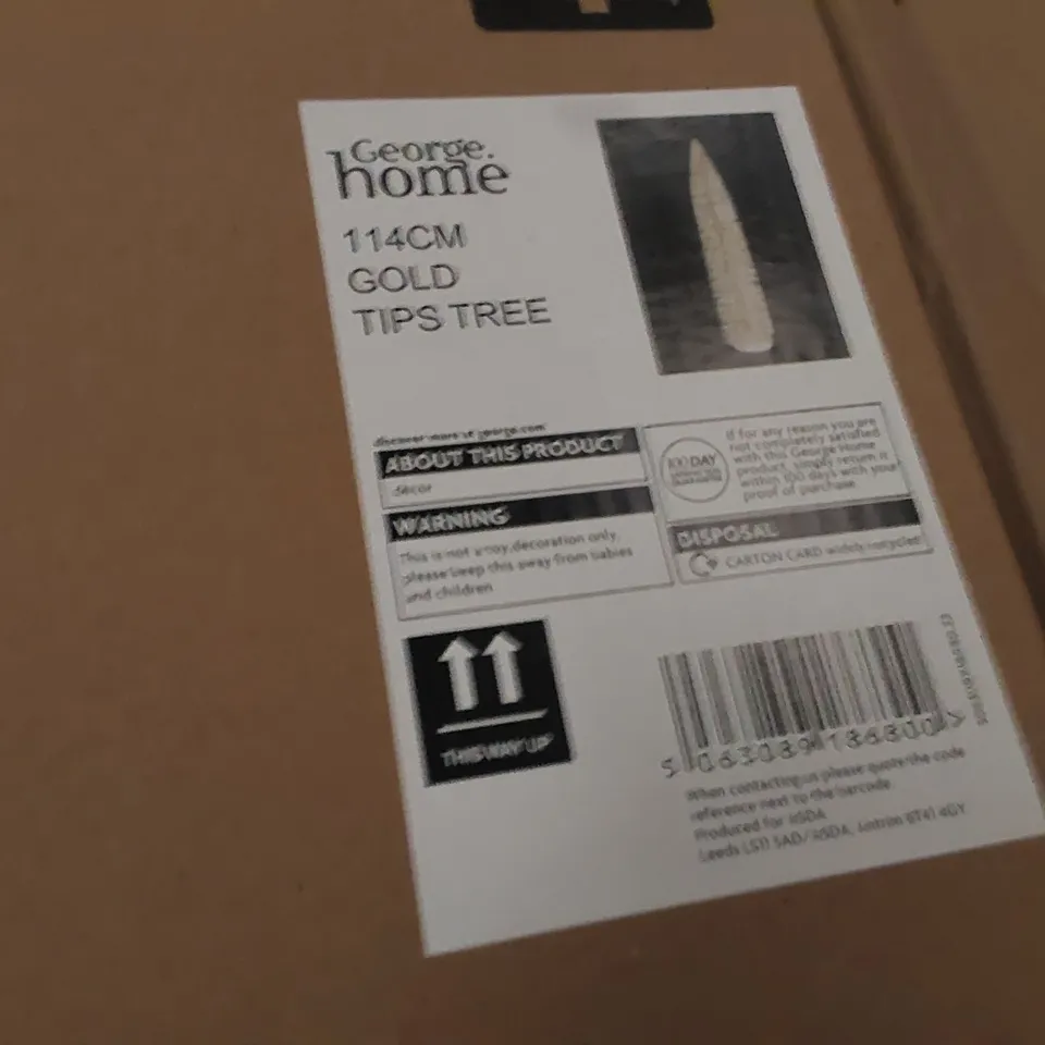 PALLET OF APPROXIMATELY 12 BOXES OF BRAND NEW 114CM GOLD TIPPED CHRISTMAS TREES