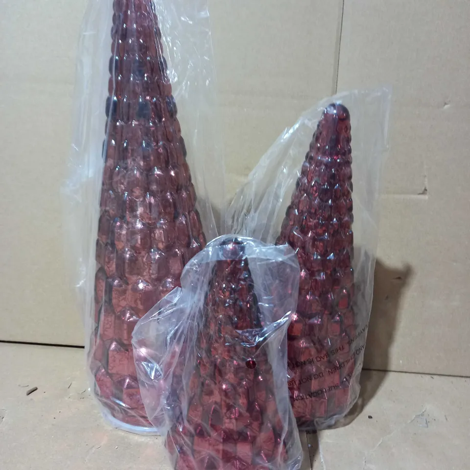ALISON CORK SET OF MERCURY GLASS TREES - RED