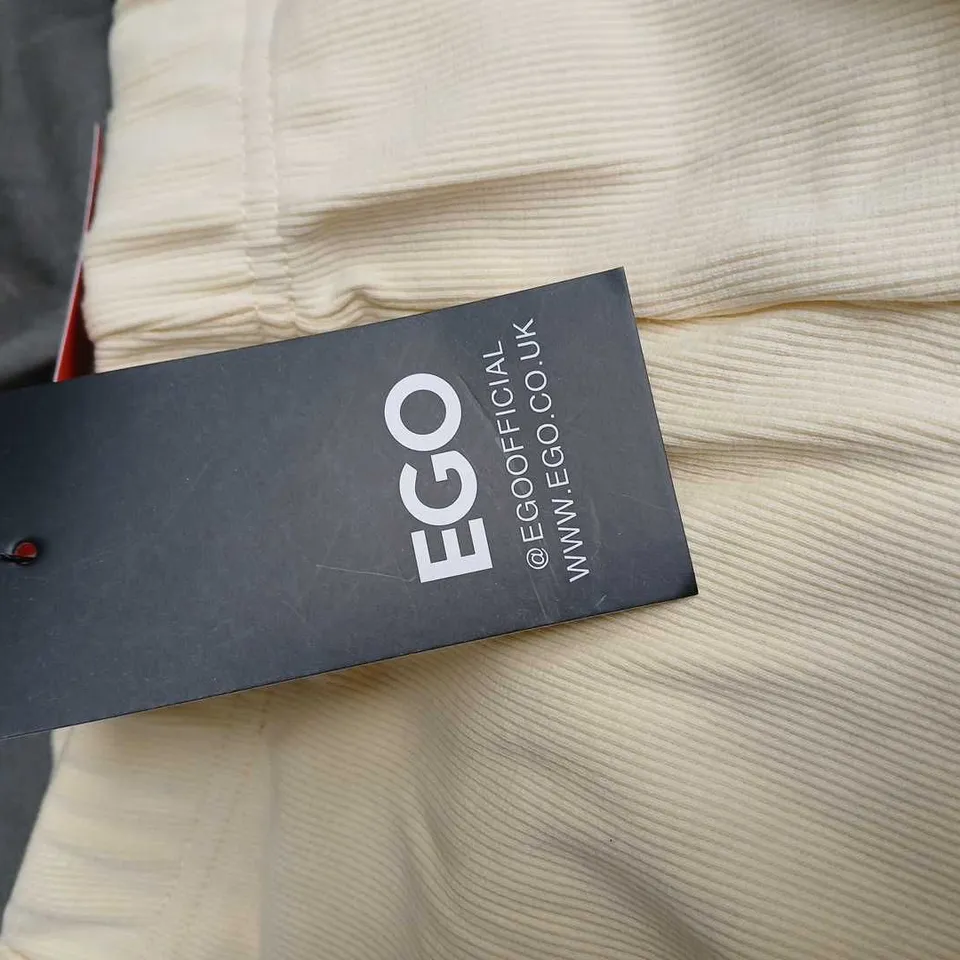 EGO OFFICIAL BEIGE EMBROIDERED SHORTS – SIZE 10