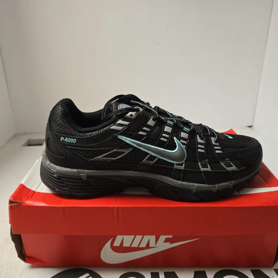 NIKE P-6000 TRAIL RUNNING SHOES – BLACK WITH TURQUOISE ACCENTS UK 10
