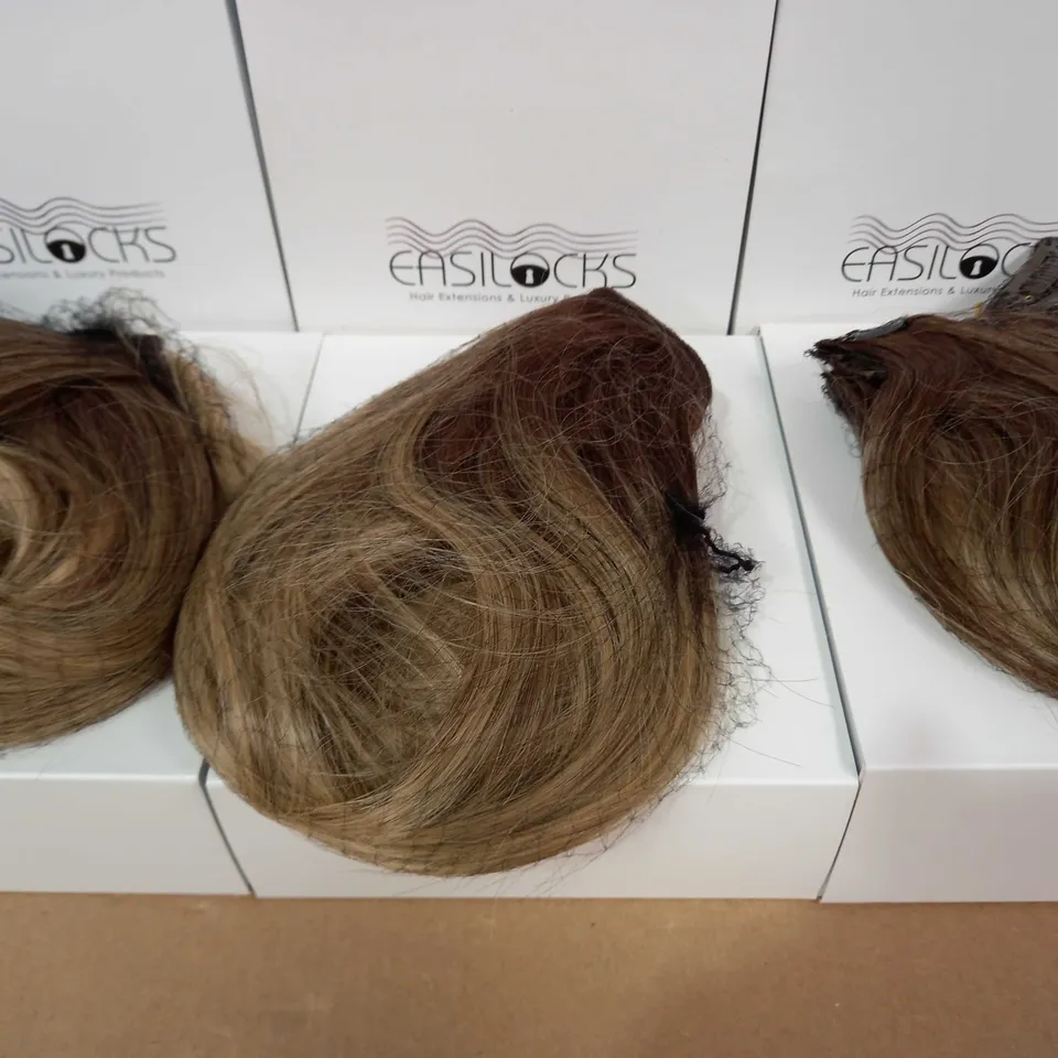 EASILOCKS HAIR BUNDLE OF 7 BOXES: VANILLA BALAYAGE - 3 X EXTRA VOLUME, 1 X FRINGE, 1 X 16" BLOWDRY CLIP-IN, 1 X 14" BLOWDRY CLIP-IN & 1 X SCRUNCHIE