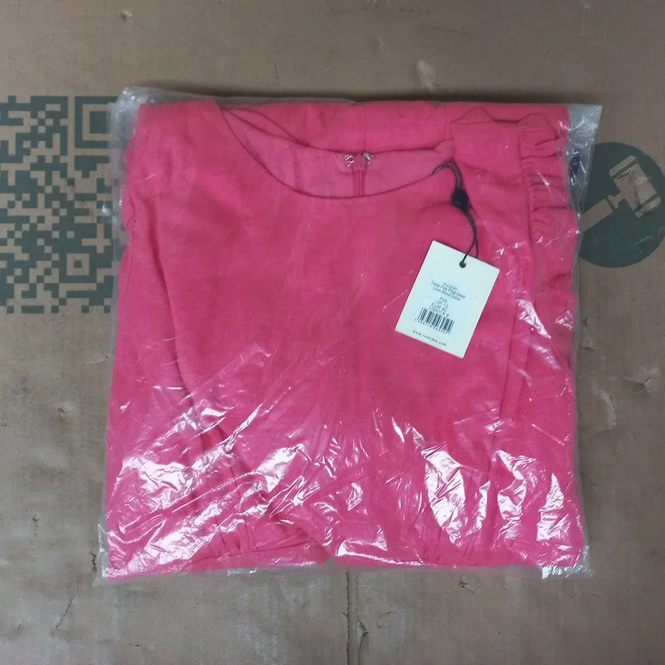 BAGGED RO&ZO PETITE PINK PLEAT DETAIL LINEN BLEND DRESS SIZE UK 12