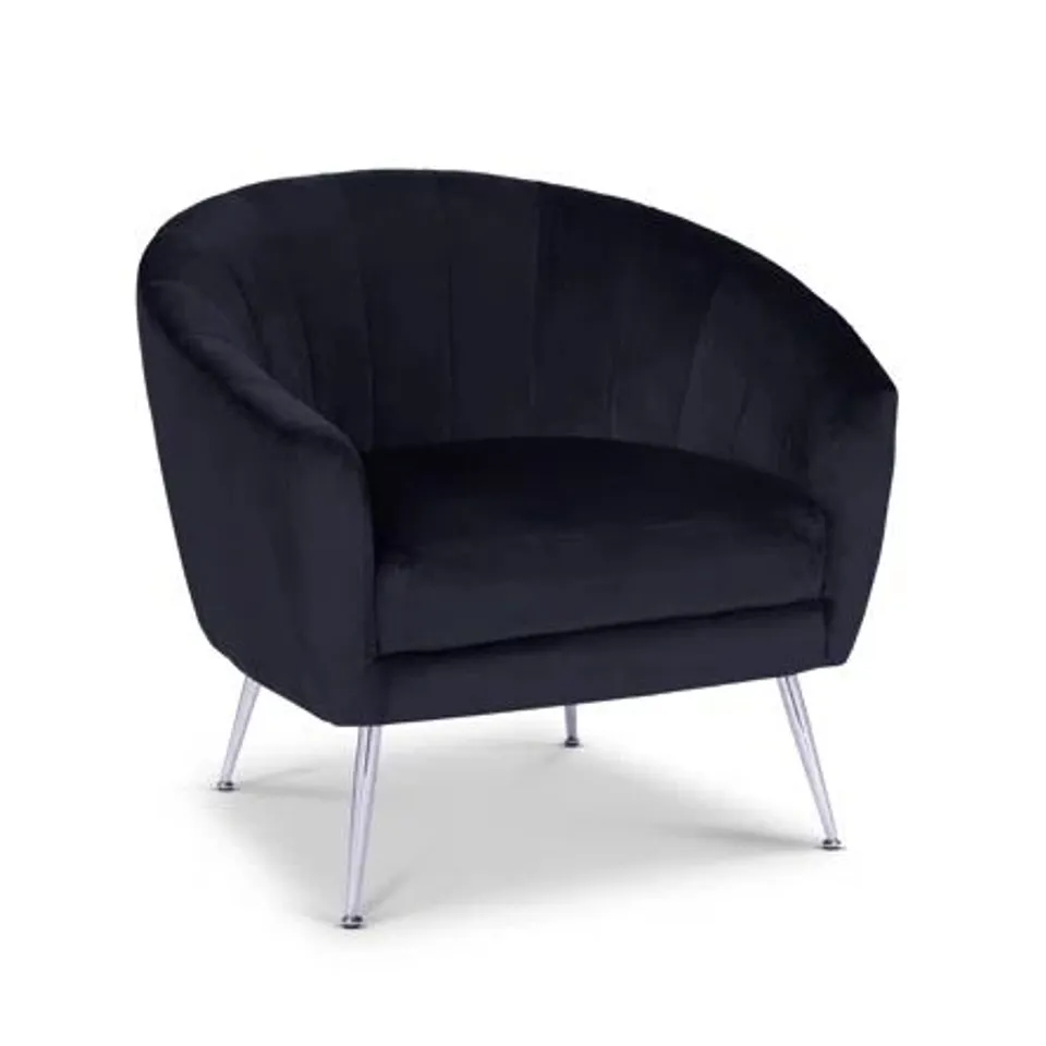 VELVET ACCENT CHAIR BLACK FABRIC 
