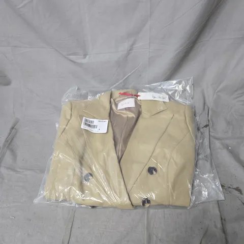 BEN DE LISI STONE COLOUR FAUX LEATHER BLAZER UK SIZE 16