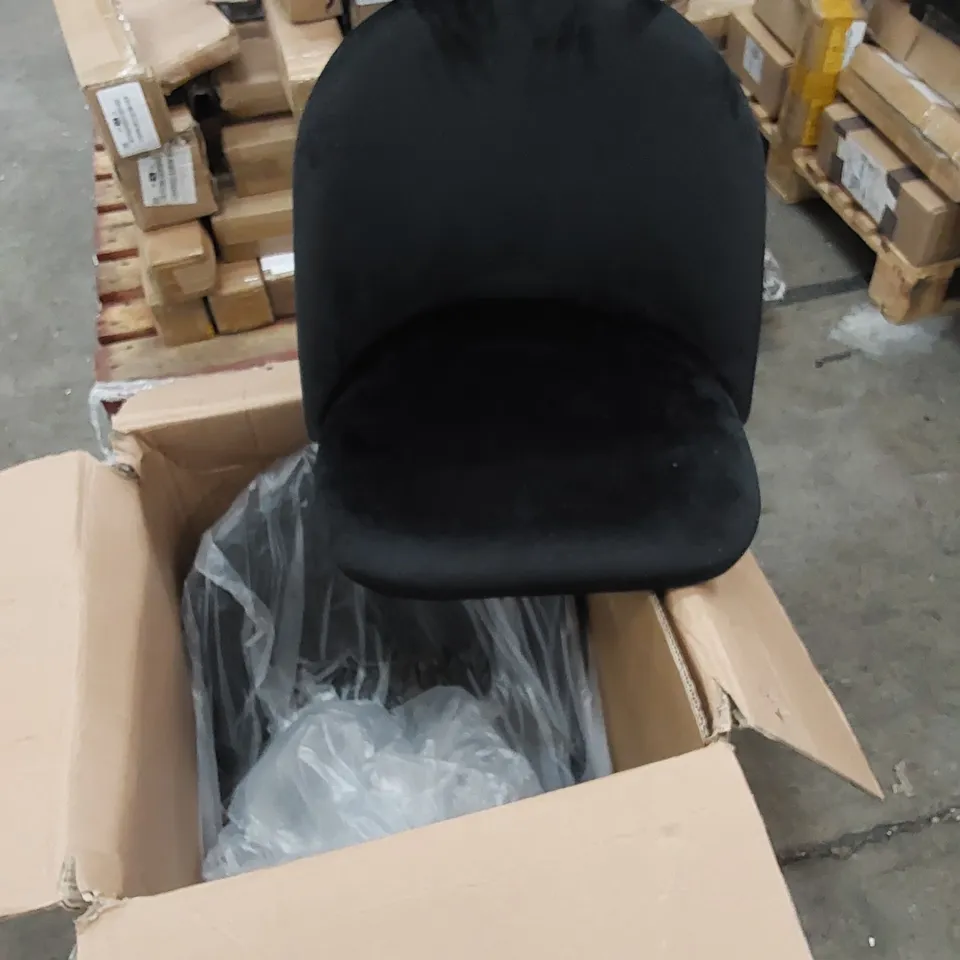 SET OF 2 BLACK VELVET DINING CHAIR SEATS - MISSING LEGS 