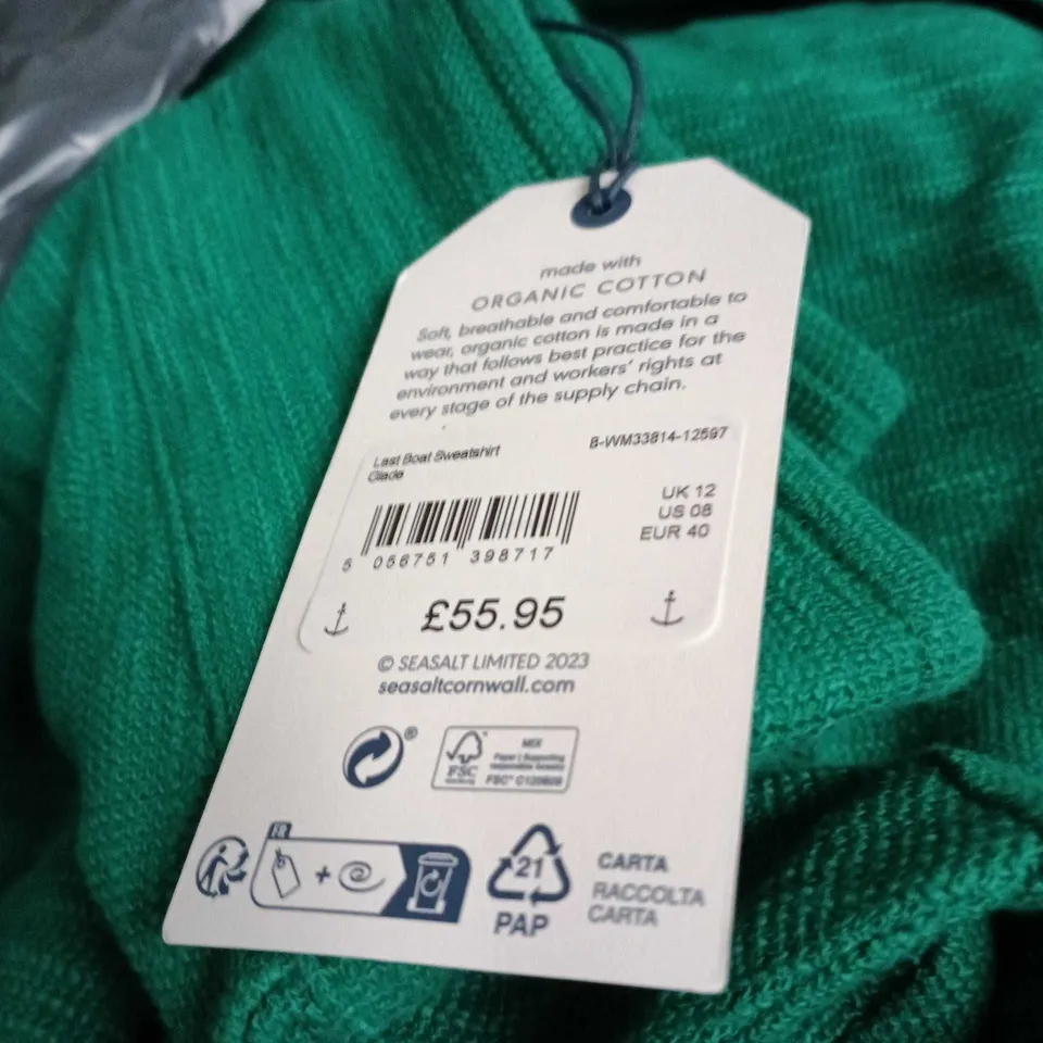 SEASALT CORNWALL WOMEN’S GREEN ORGANIC COTTON TOP UK 12
