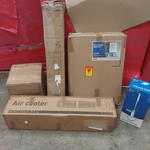 PALLET OF ASSORTED ITEMS INCLUDING: LED SMART MIRROR, AIR COOLER, 2 X 2M FOLDING GAZEBO, AIRFRYER, RUSSELL HOBBS MOP ECT