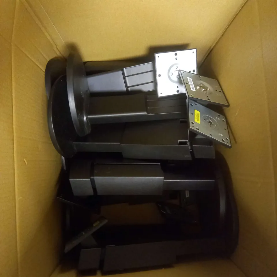 BOX OF APPROX 12 MONITOR STANDS IN BLACK