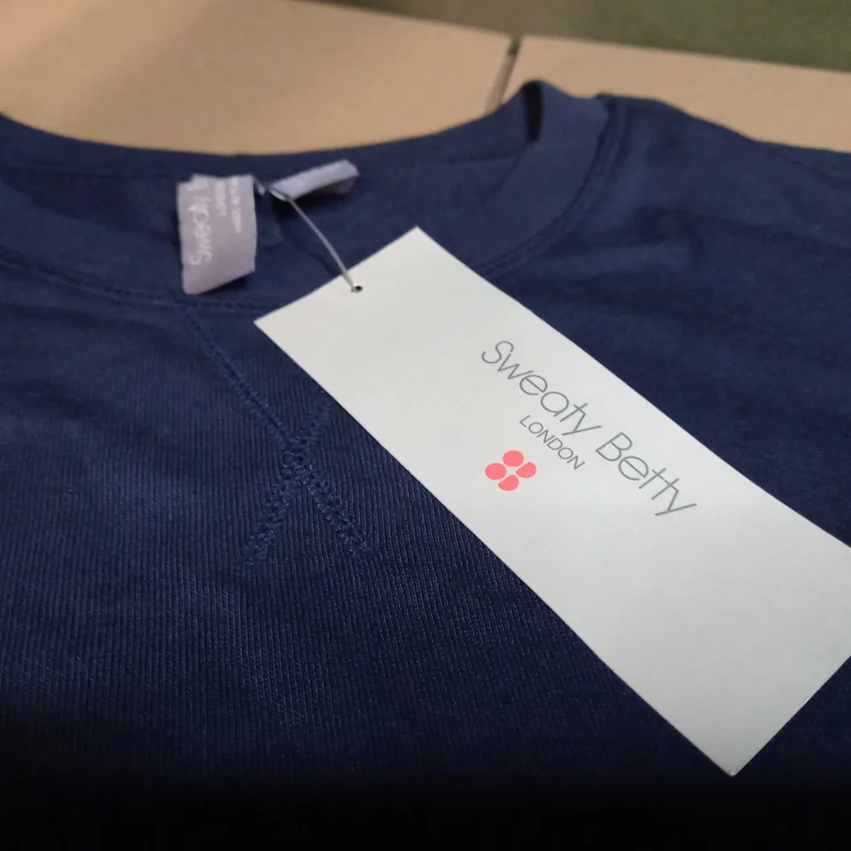SWEATY BETTY NAVY AFTER CLASS SPLIT SWEATCHIRT - MEDIUM