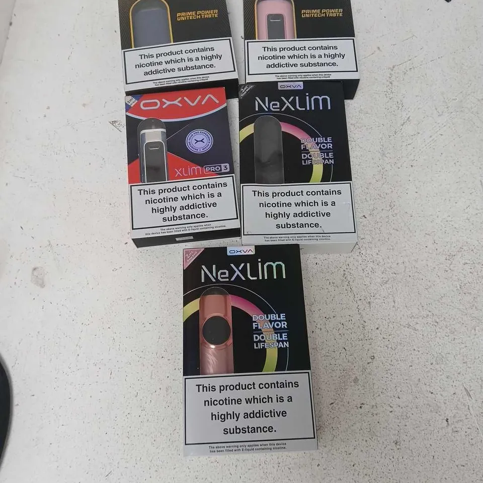 BOX OF APPROXIMATELY 35 ASSORTED E-CIGARETTES AND COMPONENTS TO INCLUDE:  ASSORTED OXVA DEVICE KITS 