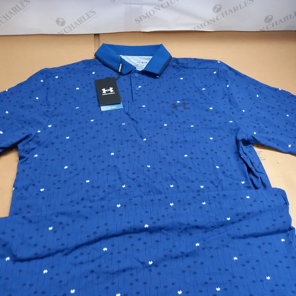 UNDER ARMOUR ISO-CHILL BLUE POLO SHIRT - MD