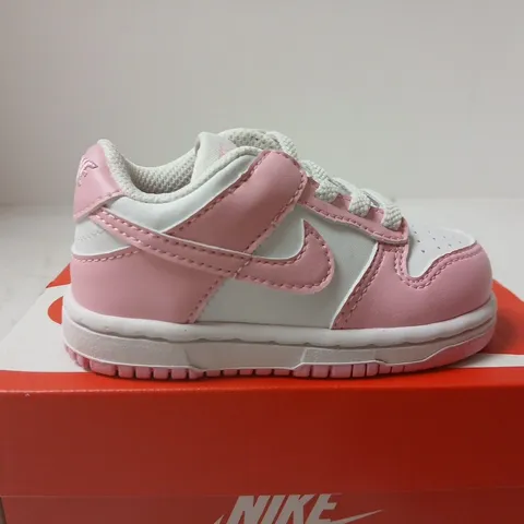 NIKE DUNK LOW TD BABY SNEAKERS – WHITE/PINK RISE, UK 4.5