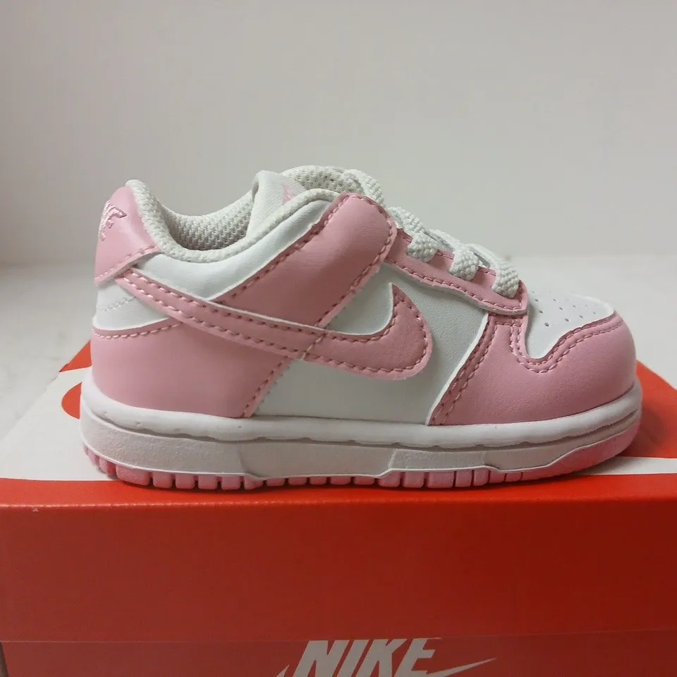 NIKE DUNK LOW TD BABY SNEAKERS – WHITE/PINK RISE, UK 4.5