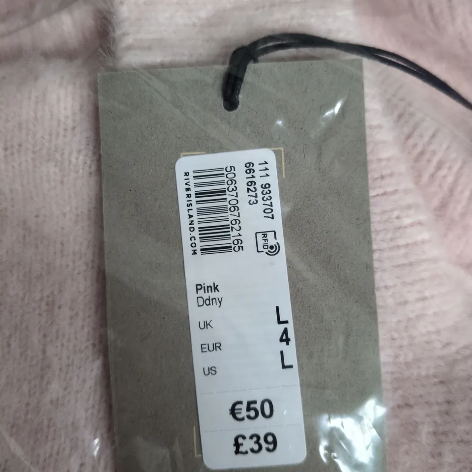 RIVER ISLAND PINK KNIT CARDIGAN, WOMEN'S, UK LARGE (L)