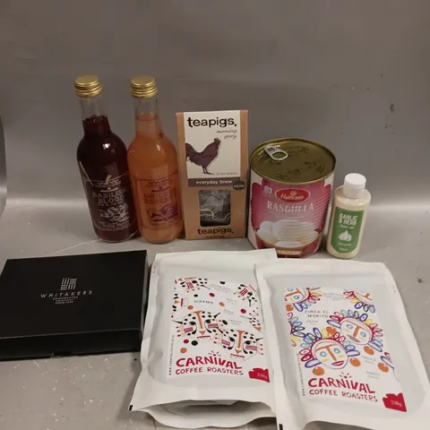 APPROXIMATELY 10 X ASSORTED FOOD/DRINK PRODUCTS TO INCLUDE CARNIVAL COFFEE, TEAPIGS, RASGULLA ETC - COLLECTION ONLY